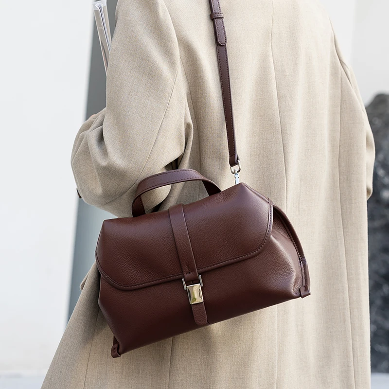

Retro Women's Top Handle Soft Solid Color Crossbody Bag For Ladies Commuter Shoulder Bag Versatile Luxury Female Messenger Bag