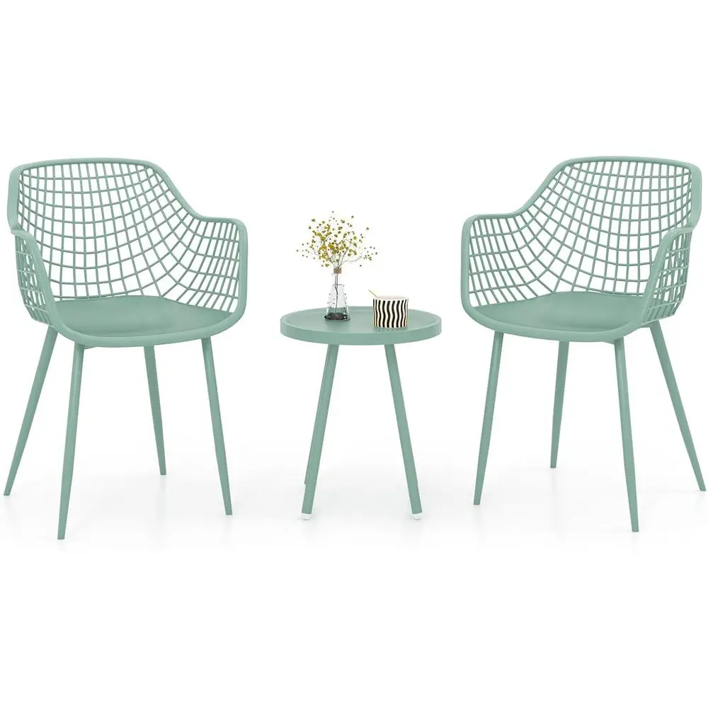 

All-Weather 3-Piece Bistro Set with Wide Seats for Outdoor Patio, Porch, or Balcony (Green)