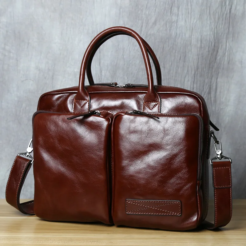 Retro Leder herren Aktentasche Top Schicht Leder Handtasche Lässig Schulter Messenger Tasche Business Laptop Tasche Trendy männer Tasche NZPJ – Detail 19