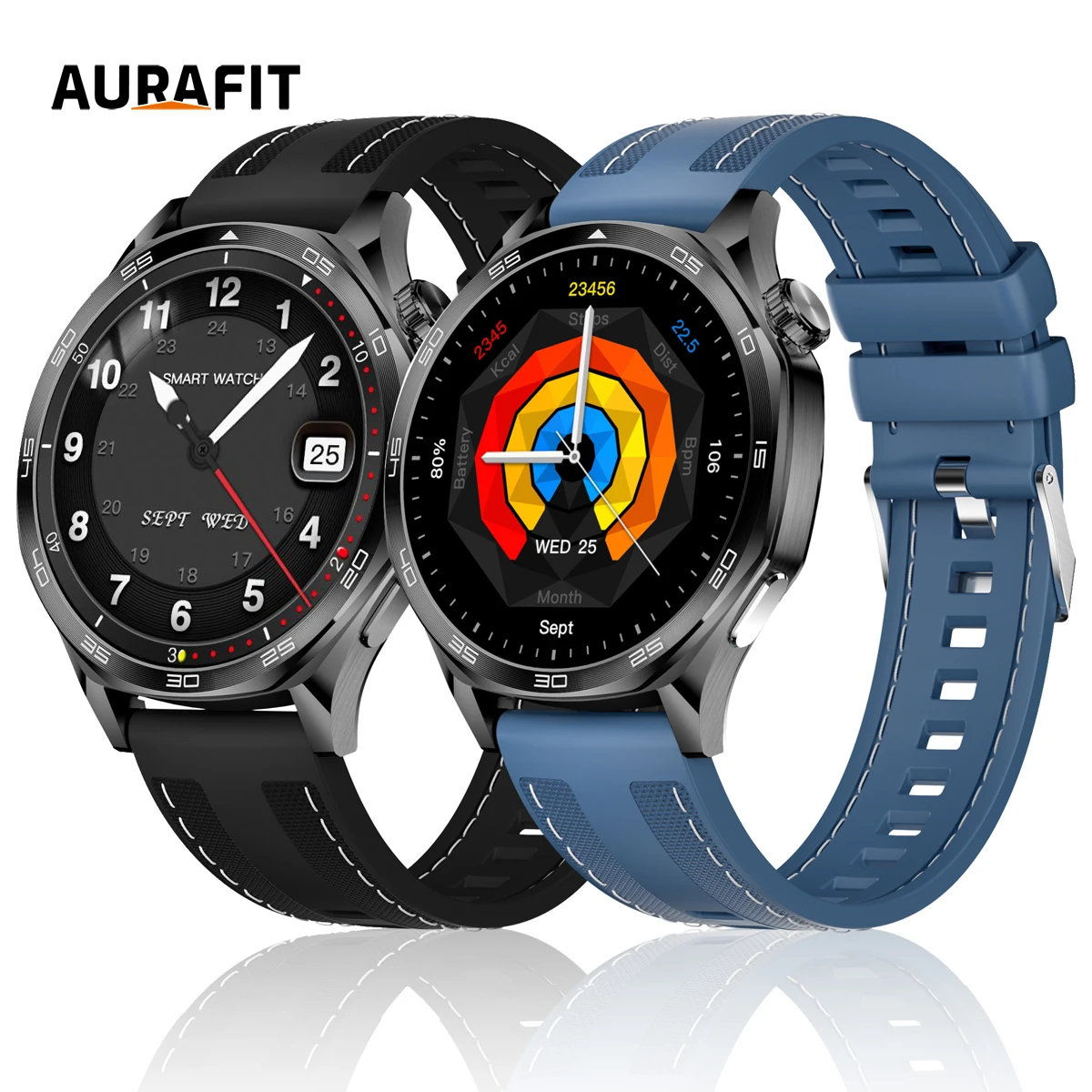

AURAFIT Smartwatch AM2 Amoled screen 1.43", 1ATM waterproof, health monitoring,150+sport modes,fitness watch for Android Strava