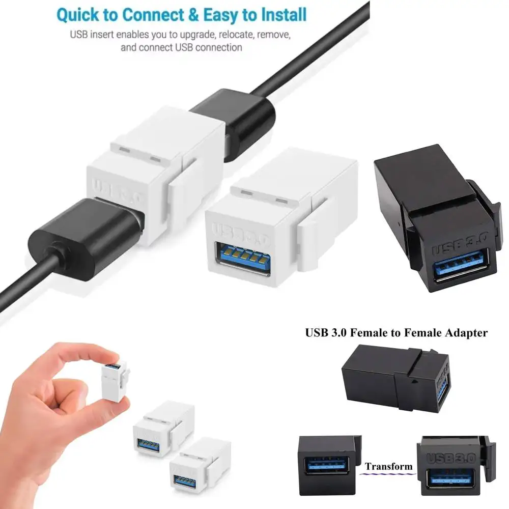 USB 3.0 Keystone Jack Inserts Connect Equipment with USB Port Snap-in Connector Socket Adapter Port for Wall Plate Outlet Panel
