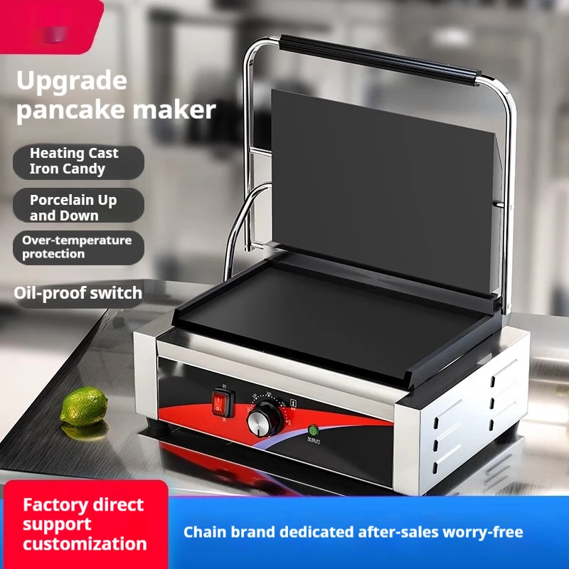 

Commercial Panini Press with Dual Heating Plates - Electric Grill for Steak, Sandwiches, and Pancakes