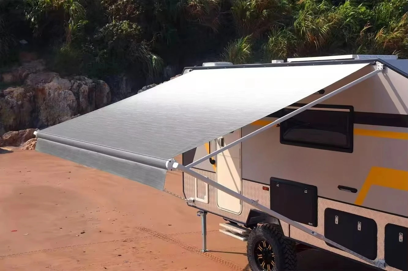 Manual Roll‑Out Cassette RV Awning, Retractable Sun Shade Canopy For Trailer, Camper And Caravan Outdoor UV‑Protection Shelter