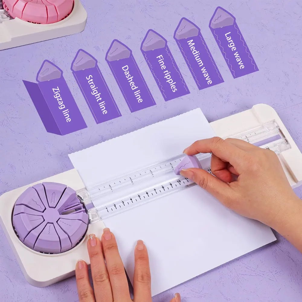 6-in-1 Rotating Blade Paper Cutter, Multi-Functional Handmade Paper Cutter, Handmade Wavy Paper Cutter.
