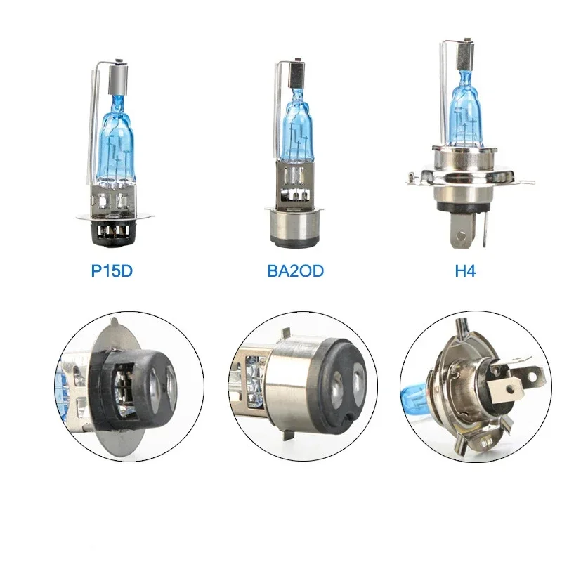 Super brilhante xenon clássico h4 ba20d p15d lâmpadas de farol da motocicleta halogênio scooter carro lâmpada automóvel para cafe racer ktm exc 5000k