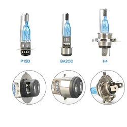 Super Bright Xenon Classic H4 BA20D P15D Motorcycle Headlight Bulbs Halogen Scoote Car Auto Lamp for Cafe Racer Ktm Exc 5000K