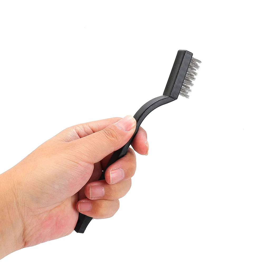 Stainless Steel Wire Brush Set Of 6 Small Hand Scrub Brushes For Cleaning Rust Metal Parts And Machinery 5.1 Inch