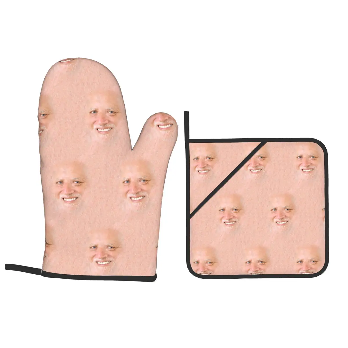 Hide The Pain Harold Meme Oven Mitts and Pot Holder Sets of 4 for Baking Kitchen Cooking Grilling Resistant Non-Slip Gloves