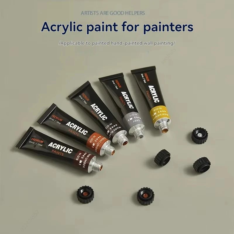 Acrylic Paint Set 12/24/30 Colours 12ml, Perfect for Canvas, Wood, Fabric, Leather Paper, MDF and Crafts Art Supplies for Artist