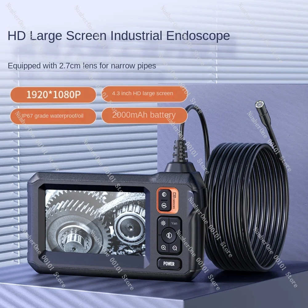 with Screen Pipeline Camera 8mm Lens Car Repair Detector Visual Industrial Endoscope