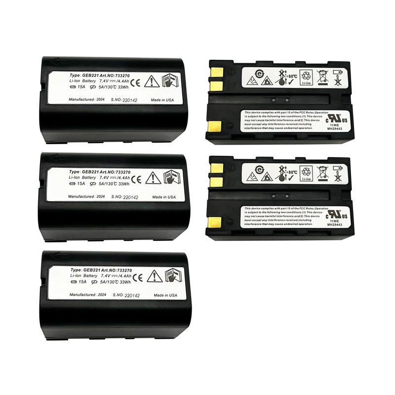 

5pcs GEB221 Battery For Leica TS02 TS06 TS09 TPS1200 Total Stations Output Voltage 7.4V Capacity 4400mAh