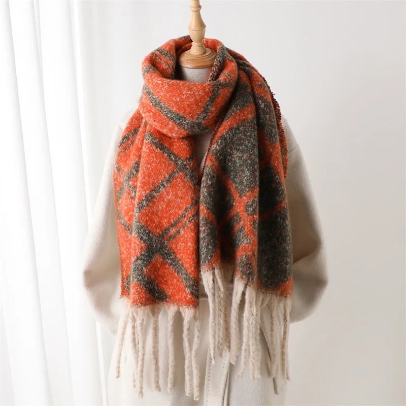 

Winter Warm Women Scarf Simple Soft Faux Cashmere Blanket Wrap Shawls Foulard Pashmina Neckerchief Poncho Tassel