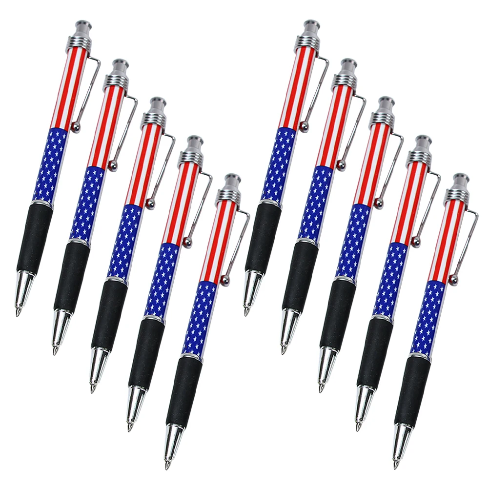 

10 Pcs Flag Ballpoint Pen Office Cartoon Home School Comfortable Grip Pens Writing Travel