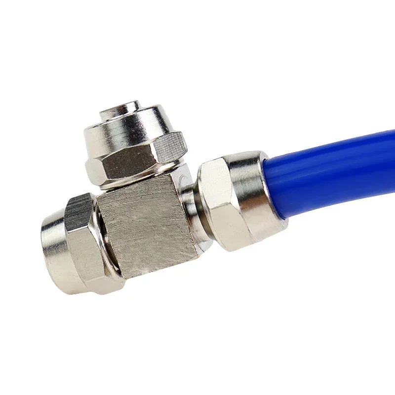 Pneumatic PE Three-way Fast Screw Joint Copper Nickel Plated PE-4 PE-6 PE-8 PE-10