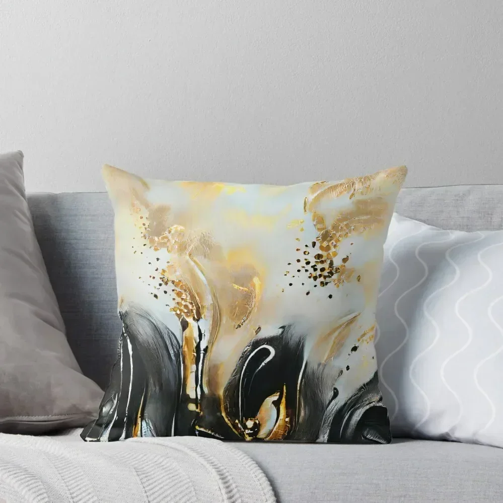 Luxury Black and Gold Abstract Fluid Art Painting Throw Pillow Cushions Cover Luxury Cushion Cover pillow