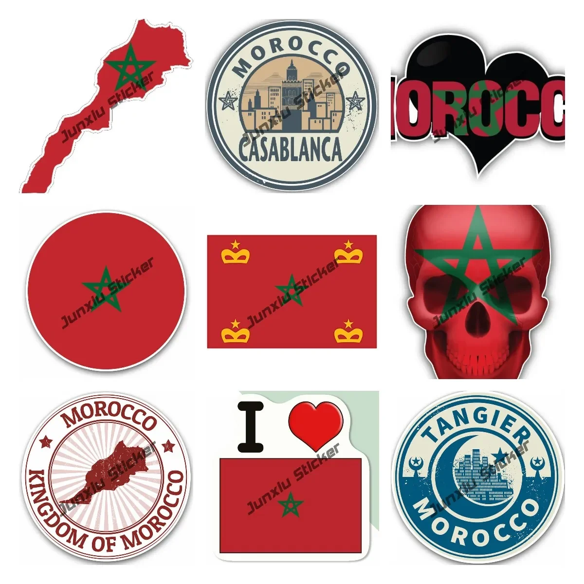

Creative Morocco Map Flag Stickers I Love Morocco Decal Vinyl Stickers for Car Moto Outside Wall Macbbook Cover Scratches Decal