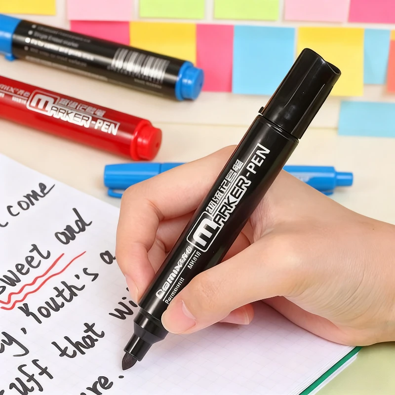 12pcs Oil-based Marker Pens Black Line Marking Pens Waterproof and Non Fading Express Delivery Large Headed Pens Non Erasable