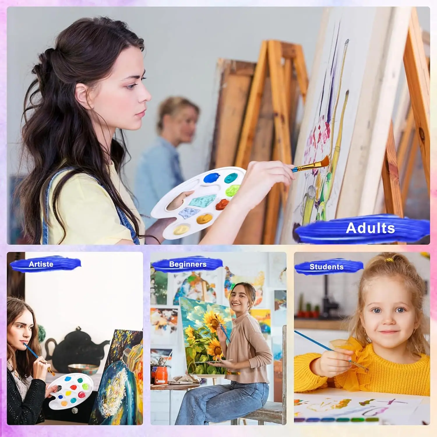 10PCS Oval Paint Trays with Thumb Hole Plastic Palettes for Kids And Students Ideal for Craft DIY Painting Projects