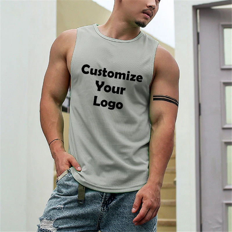 Customized Men\'s Sleeveless Fitness T-shirt Fashion Mens Muscle Training Vest Workout&Get Fit Tank Top Men Sports Tops Man Blous