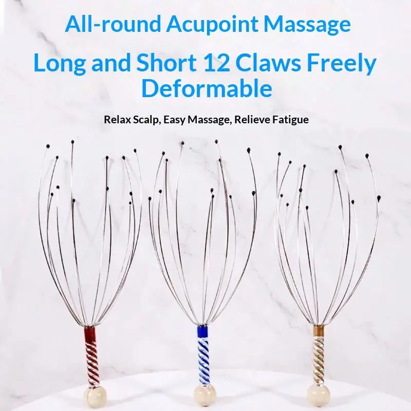 1Pcs Portable Octopus Head Massager Ergonomic Scalp Relaxation Tool for Full Body Muscle Tension Relief