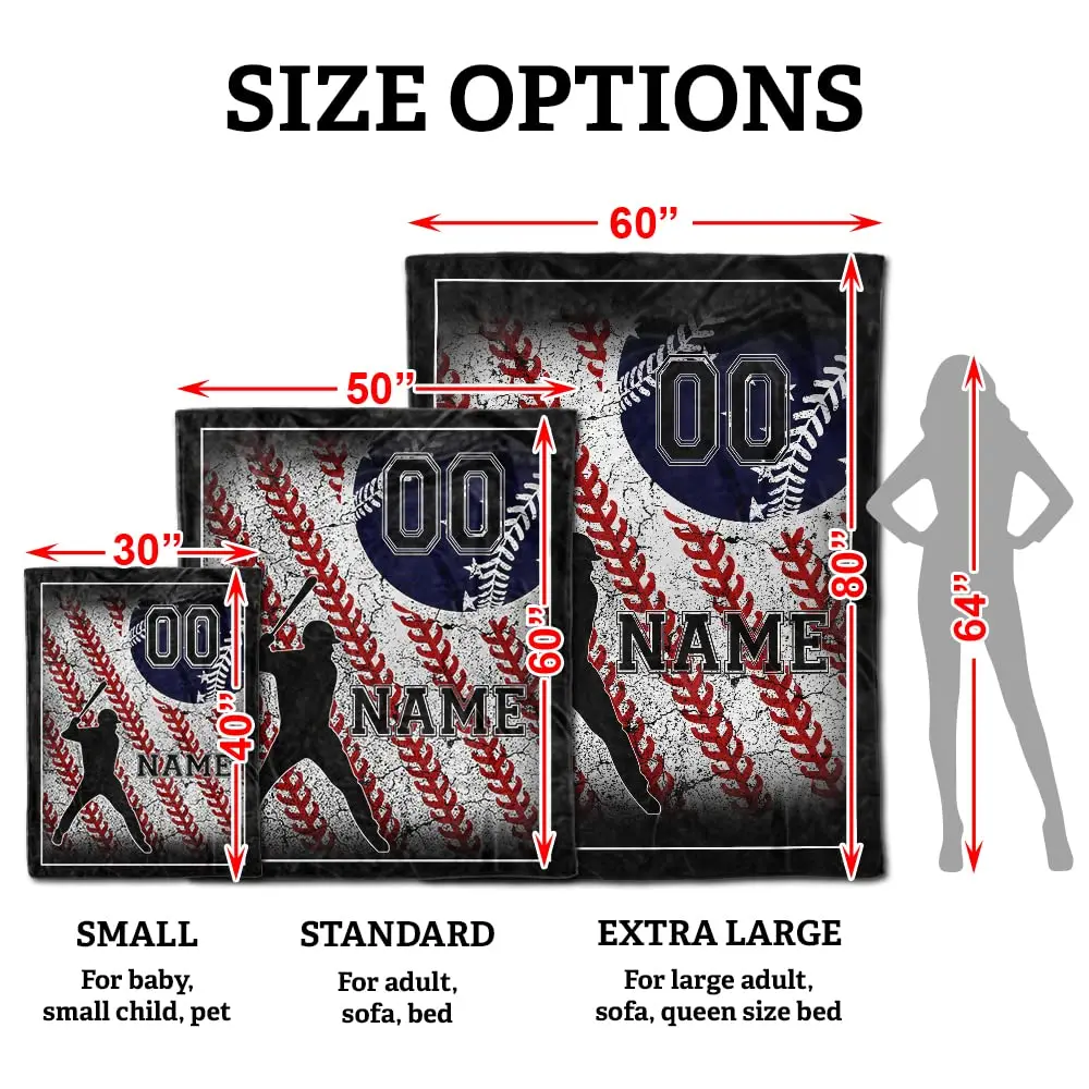 Personalized Baseball Blanket for Boy, Baseball Senior Night Gifts 2025, American Flag Throw Blanket, Custom Name