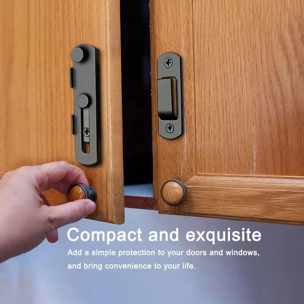 2 قطعة/المجموعة قفل باب الحظيرة، قفل باب الحظيرة المنزلق 180 درجة، قفل باب الحظيرة، باب منزلق، باب الحيوانات الأليفة، المرآب، الحمام، النافذة، في الهواء الطلق (أسود) #5