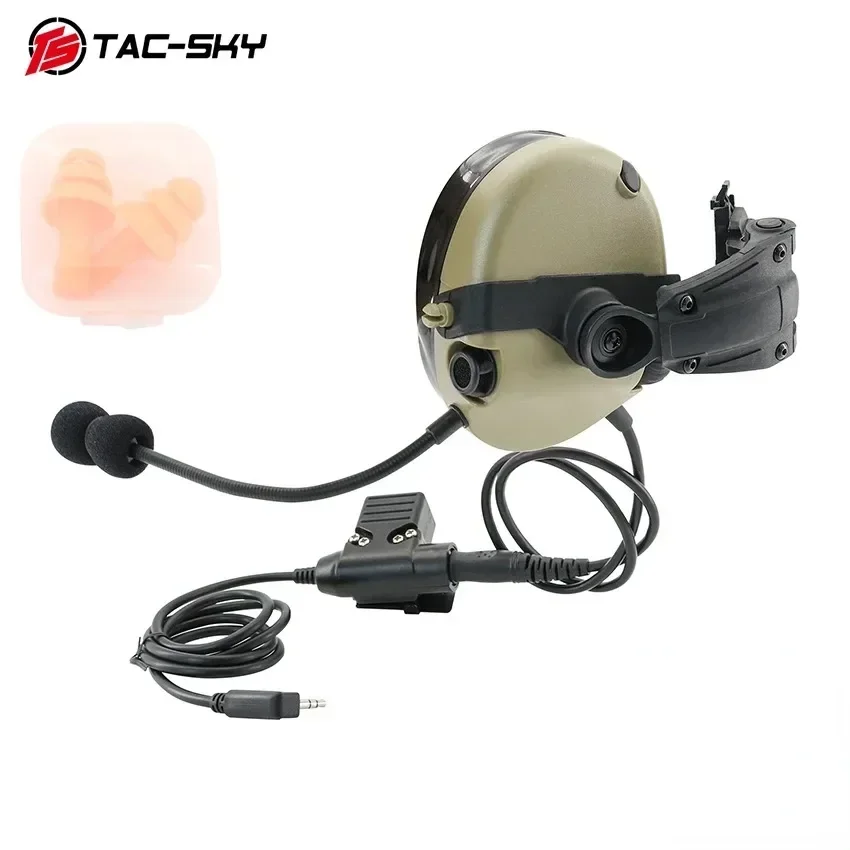 TAC-SKY Tactical Helmet ARC Rail Walkie Talkie Headset Hearing Protection,Silicone EarMuffs, With U94 PTT for Baofeng UV5R UV82