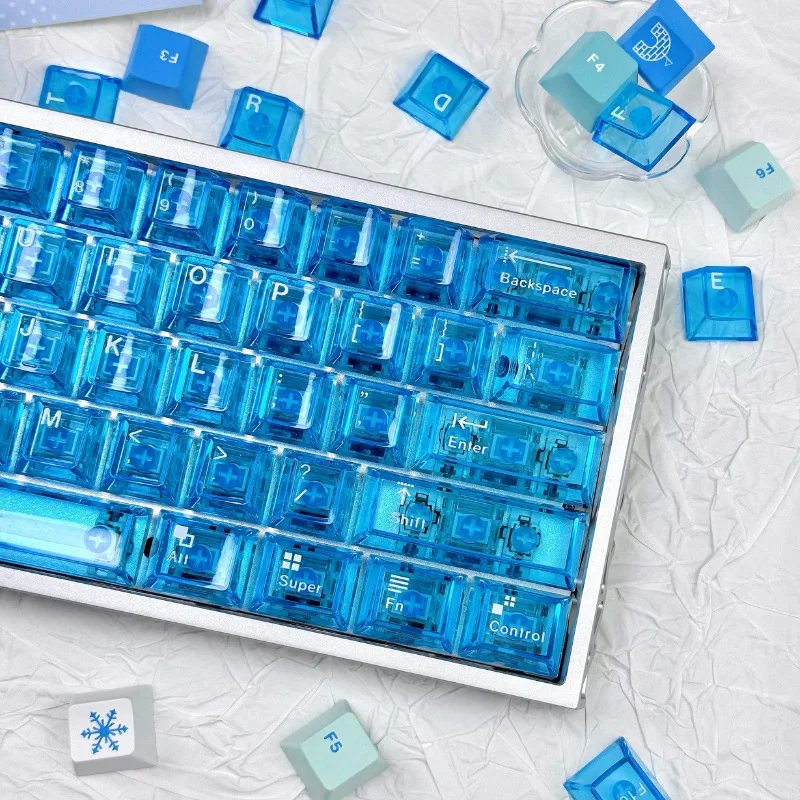 

Original factory height full set of transparent keycaps PC + PBT three-color matching customized thermal sublimation keycaps