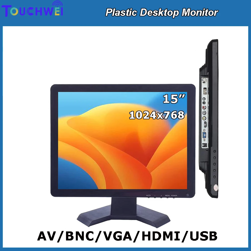 

1024x768 15 Inch Desktop POS Machine Use CCTV HD Computer Resistive/Capacitive Touch Screen Monitor With AV BNC VGA HDMI USB