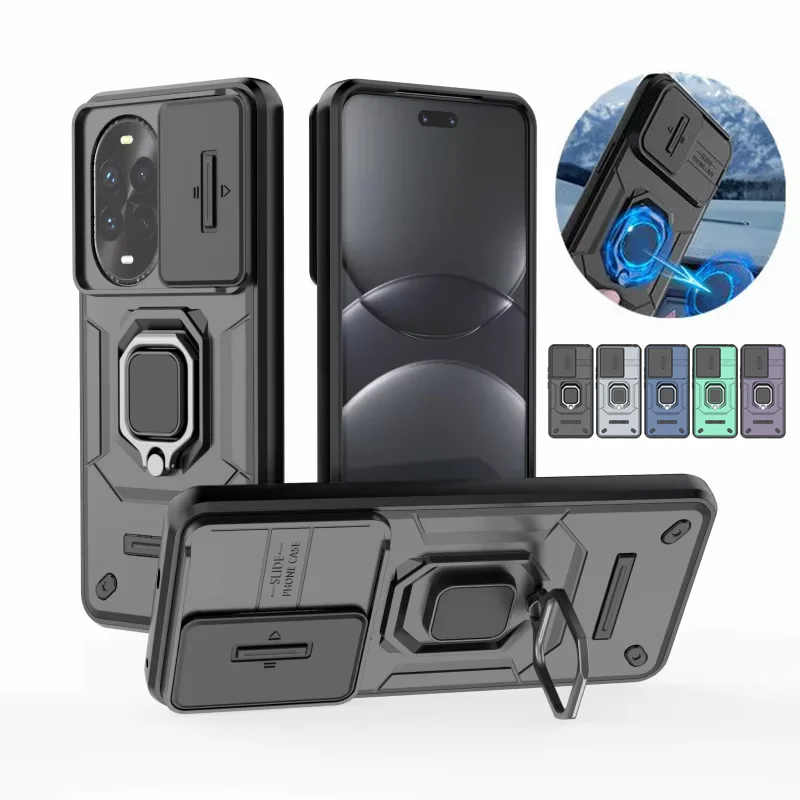 Slide Lens Protect Shockproof Armor Phone Case For Huawei Nova 13 Pro Nova 13 5G Ring Holder Cover For Nova13 Nova13Pro