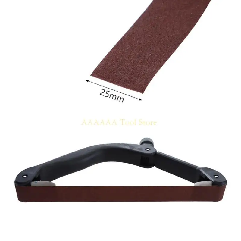 A2BE Practical Bow-shaped Sandpaper Holder Adjustable Handheld Folding Sandpaper Holder 230-290mm 6m/roll Sandpaper Grinding