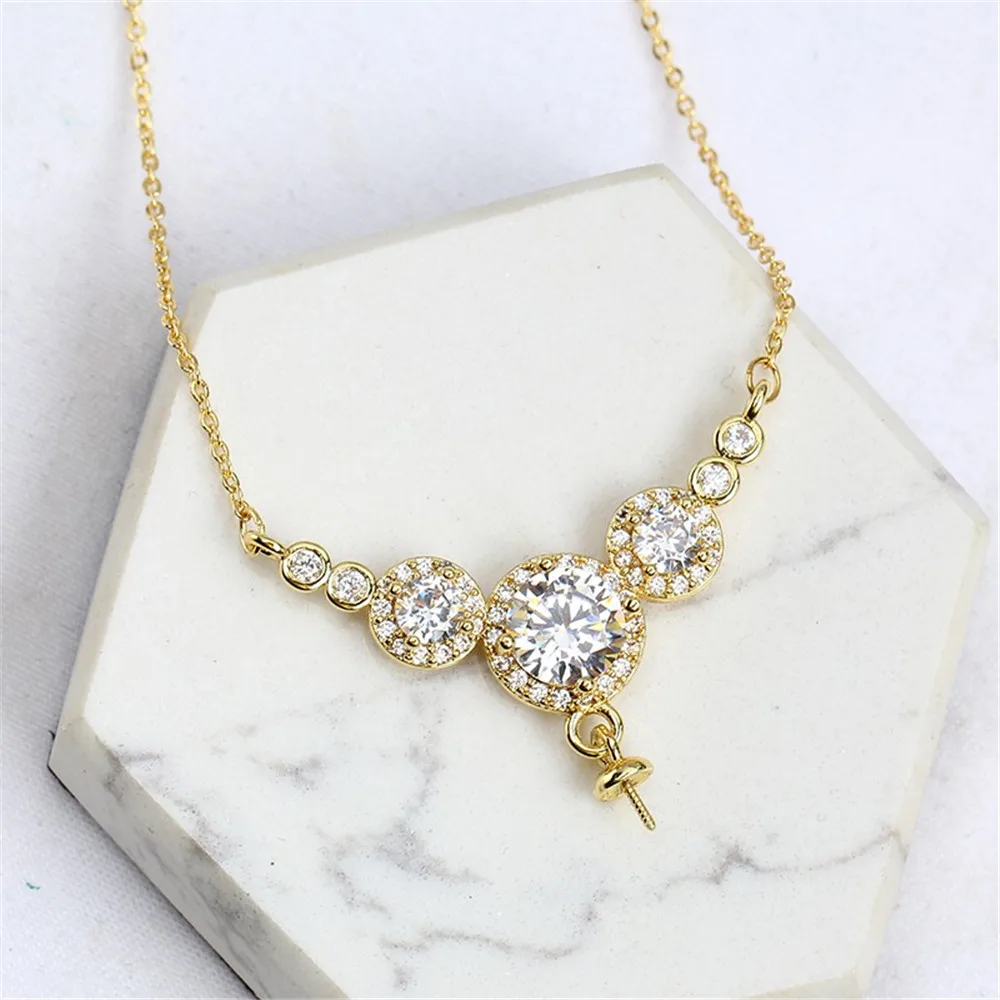 18K Gold Plated Pearl Chain Set, DIY Jewelry Making Supplies, Blank Pendant  Bases for Handmade Accessories, No Pearl