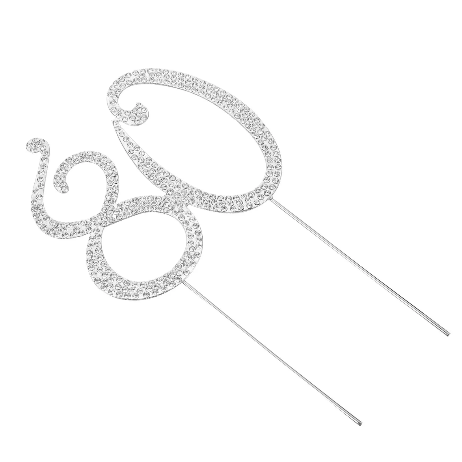 

Birthday Cake Topper 80Th Alloy Rhinestone Decor Glitter Party Cake Decoration Lovely Charm Dessert Ornament Insert