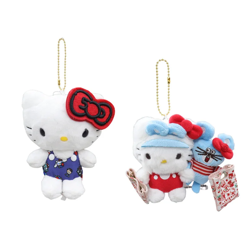 

Sanrio Hello Kitty Plush Toys Kawaii Cartoon Backpack Pendant Decoration Bow Keychain Creative Peripheral Girls Birthday Gift