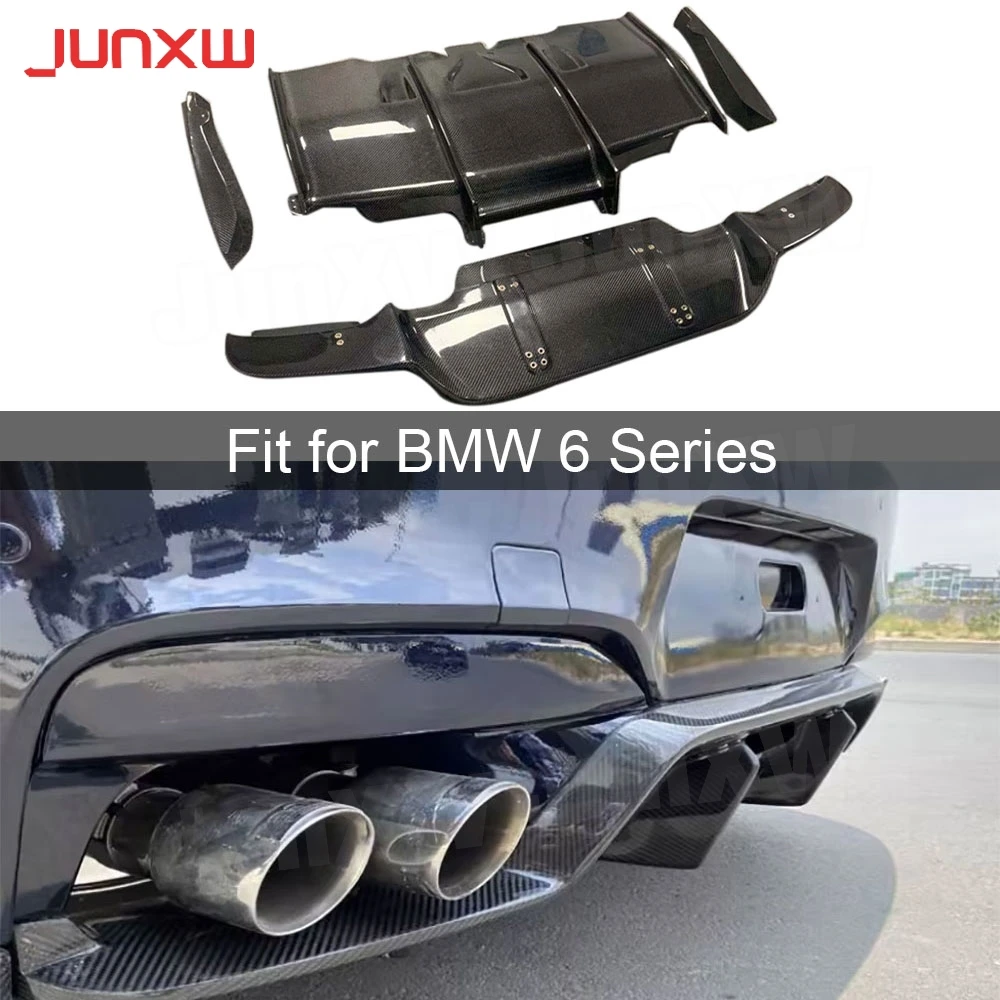 for 6 Series Carbon Fiber Rear Lip Diffuser Splitters Aprons for BMW F06 F12 F13 M6 M Sport 2012-2016 Back Bumper Guard