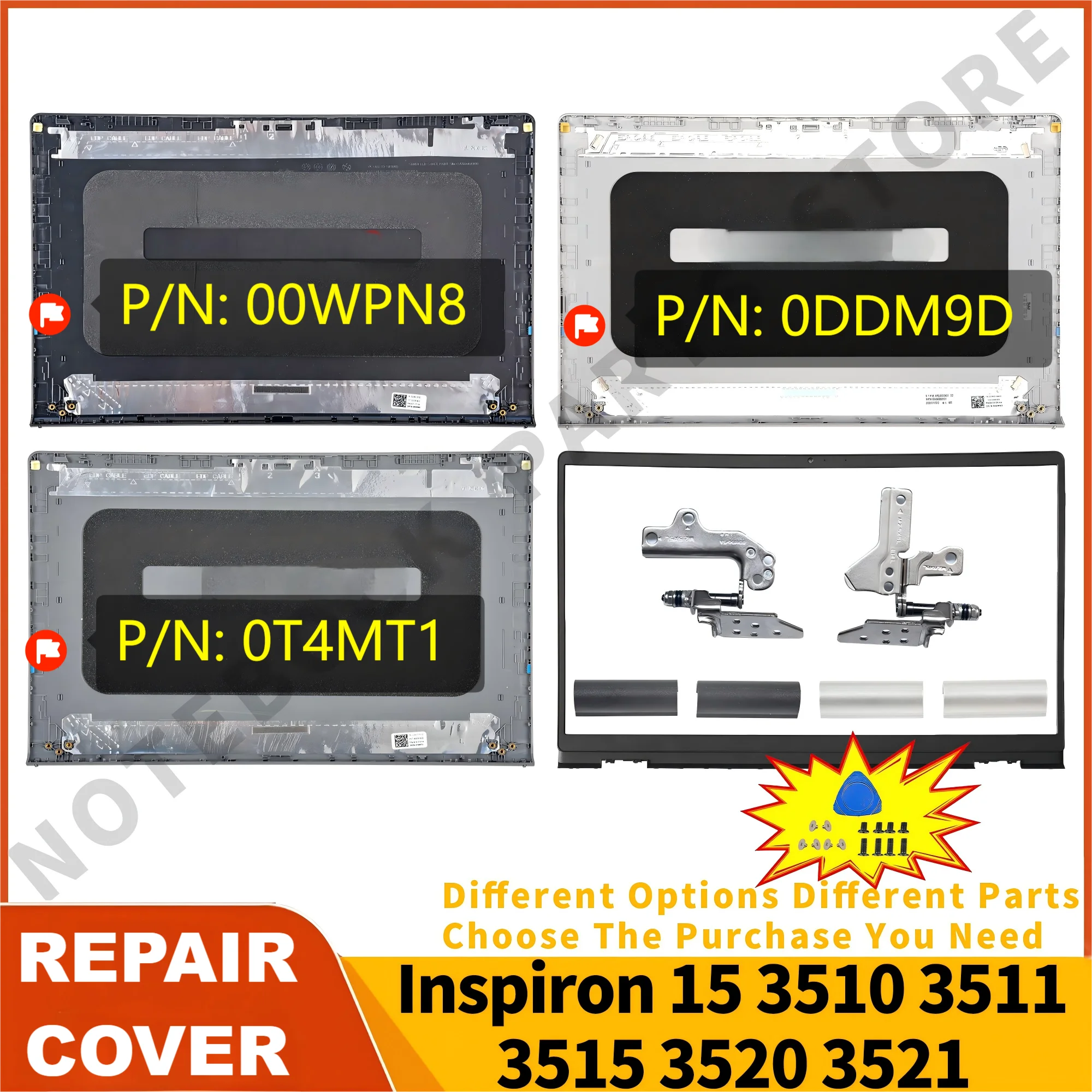 Part For Inspiron 15 3511 3515 3520 3521 3510 LCD Back Cover Bezel Top Lid Silver/Gray/Black 0DDM9D 0T4MT1 00WPN8 Replace