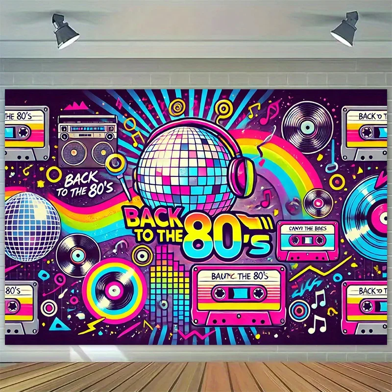 1pc Back to The 80S Photography Backdrop Tapestry, Indoor Outdoor Party Banner Decor, Studio Prop for Birthday & Festival Decora