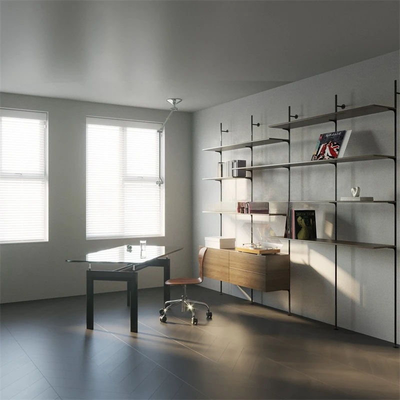 أرفف حائط حديثة، أرفف كتب حائطية كاملة، غرف الدراسة، خزائن تخزين متعددة المستويات، خزائن عرض من الأرض إلى السقف #5