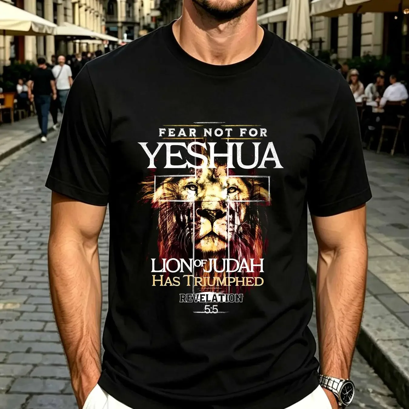 washed T Shirt Fear Not For Yeshua The Lion Of Tribe Judah Has Triumphed Chr long or short sleeves vintage Washed fashion