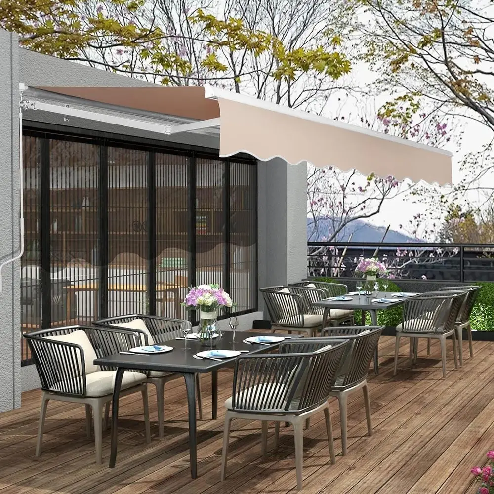 

Выдвижной тент для патио цвета хаки на открытом воздухе, 134 диаметр x 118 ширина x 59 высота, навес для террасы и двора