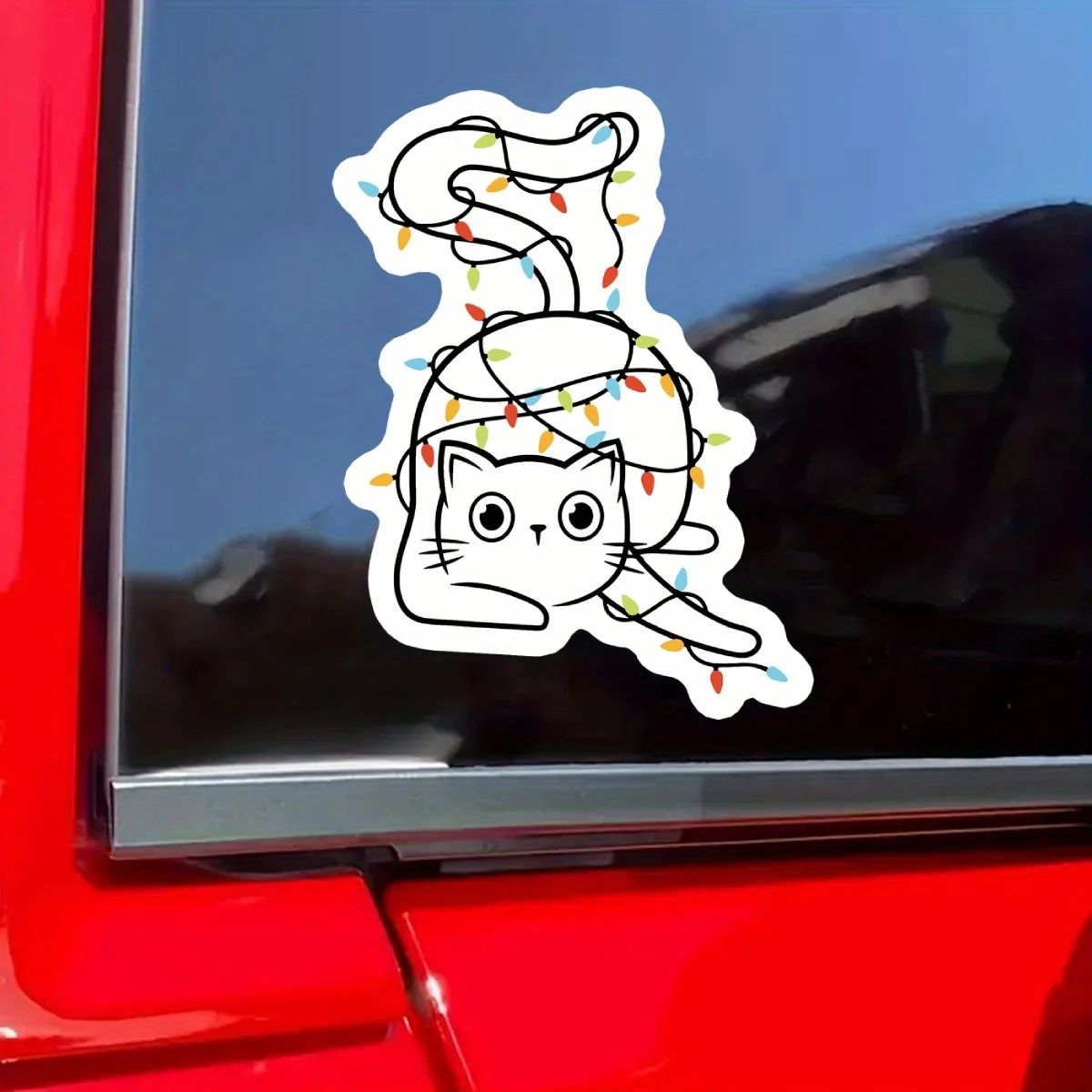 

Рождественская наклейка с изображением кота, прочные водонепроницаемые наклейки из полипропилена для автомобиля, ноутбука, мотоцикла, бутылки с водой и блокнота