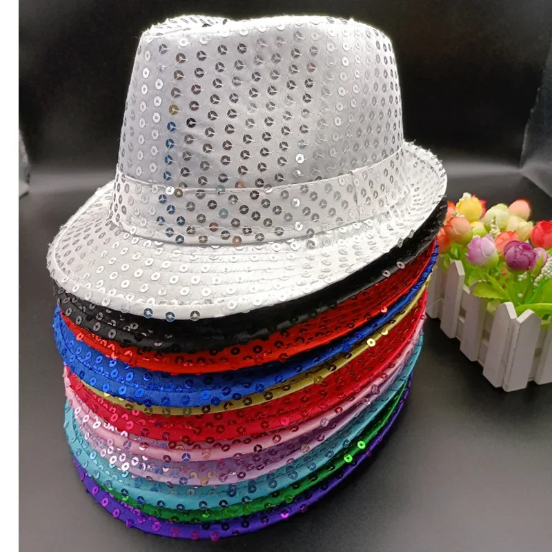 Unisex Pailletten Party Hut Bühne Dance Show Hip Hop Jazz Hut Glitter Cowboy Leistung Kostüm Requisiten Glänzende Perlen Zauberer Kappen – Detail 12