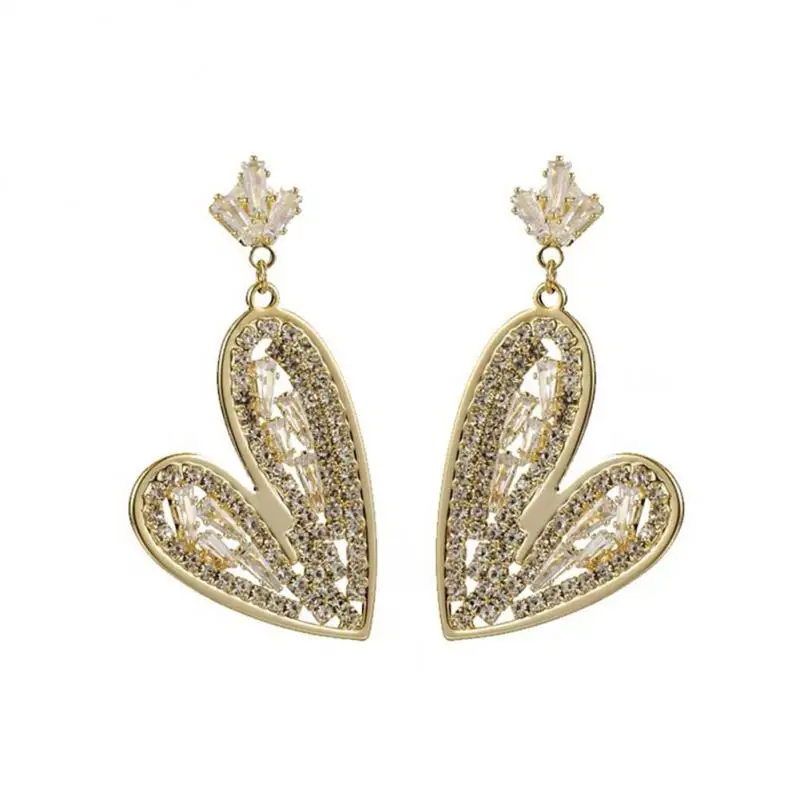 Full Diamond Fashionable Exquisite Creative Light Luxury Wind Earrings Crystal Popular Best-selling Heart-shaped Unique Delicate