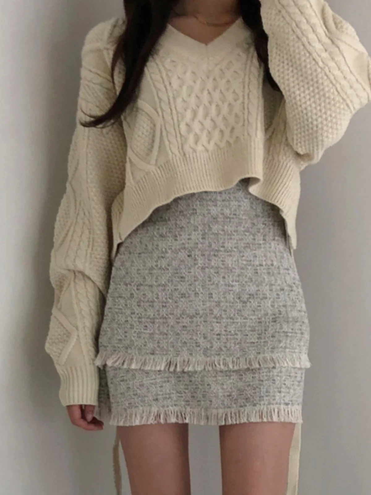 Pull tricoté Chic coréen, Design avec cravate Ba, motif Floral rétro, coupe ample, rond, Ne Long, automne hiver