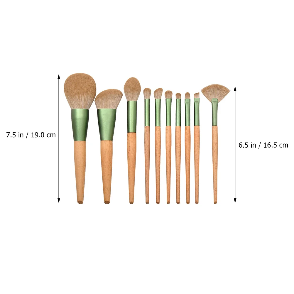 10Pcs Makeup Brush Set Wooden Handle Professional Face Powder Eyeshadow Foundation Blush Kit Face Powder Brush