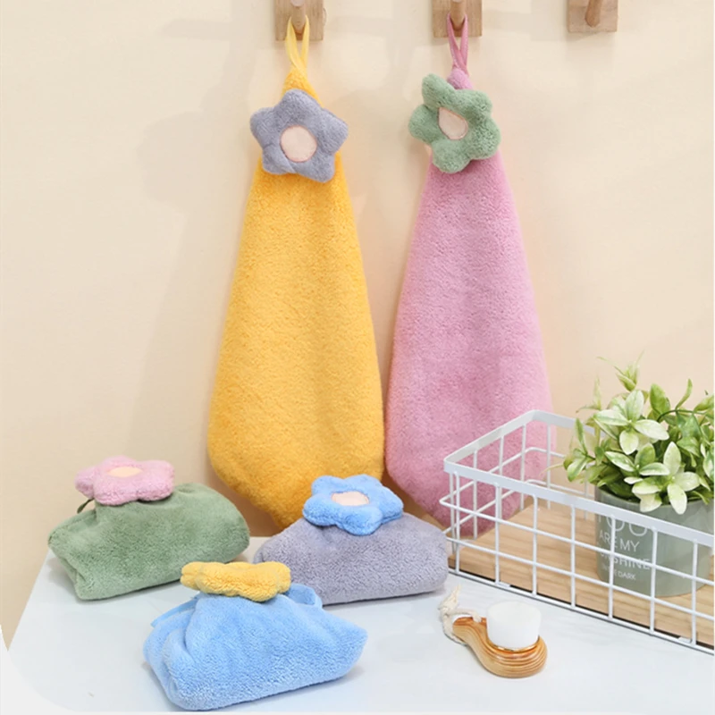 

Cartoon Bear Hand Towel Coral Velvet Microfiber Soft Super Absorbent Face Towels Kitchen Bathroom Terry Towels Hanging Design