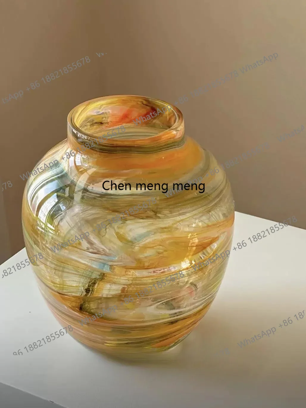 dd182dd182DD182New Chinese mural light luxury high sense glazed glass new home vase living room flower arrangement