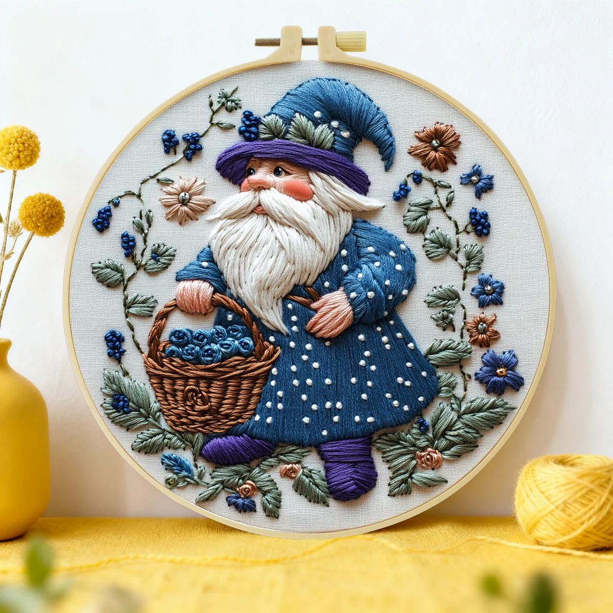 1 Stück 20X20CM/15X15CM 7,87/6,3 Zoll Ein alter Mann beim Blumenpflücken Stickerei-Starter-Kit DIY-Kit DIY-Stickerei-Kit Handarbeiten – Detail 1
