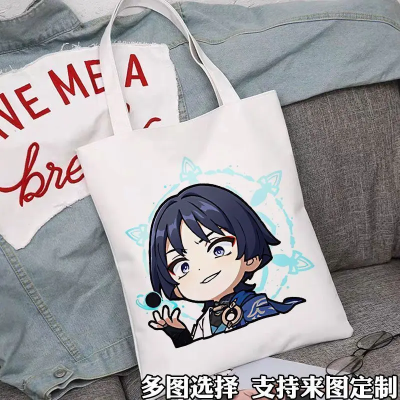 Genshin Impact Merchandise Canvas Wanderer Q Version Scaramouche Student Large Capacity Class Shoulder Handheld Book Bag Ani