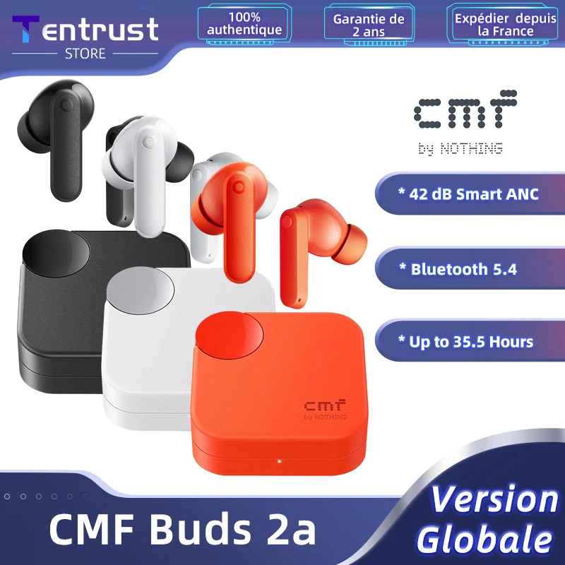 Global Verison CMF by Nothing Buds 2a 42dB Smart  Active Noise Cancellation  Bluetooth5.4 CMF Buds 2a